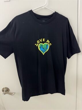 Givenchy Black Tee with Neon 'Love Me' Heart